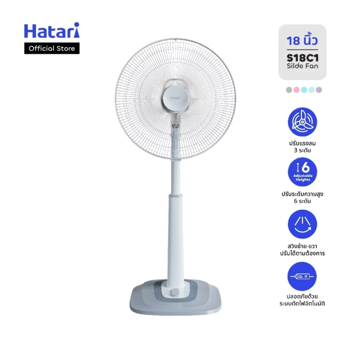 พัดลม Hatari พัดลมปรับระดับ 18 นิ้ว รับประกันมอเตอร์ 3 ปี (S18C1) — จุดเด่น จุดด้อย