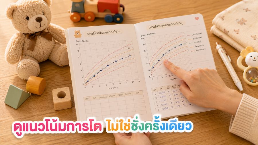 สมุดสุขภาพเด็กเปิดหน้ากราฟการเจริญเติบโต